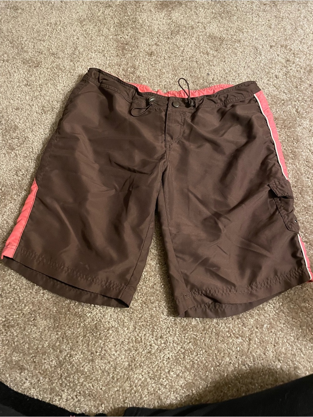 Woman’s Brown Swim/Board Shorts with Coral Trim